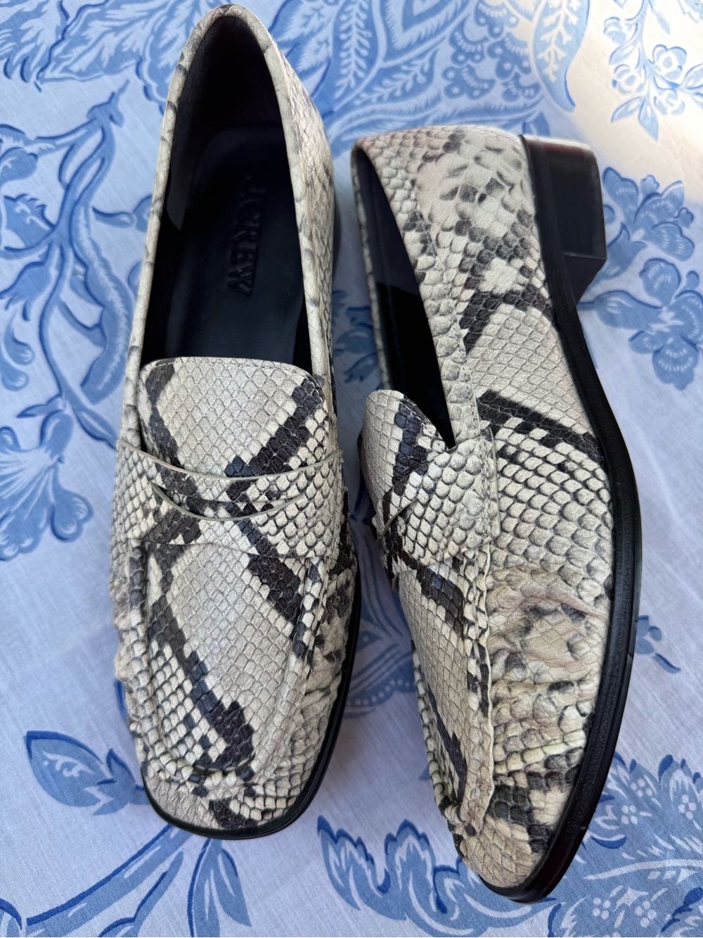J.Crew Maison Ruched Loafers in snake-embossed Italian leather Size 10 Shoes